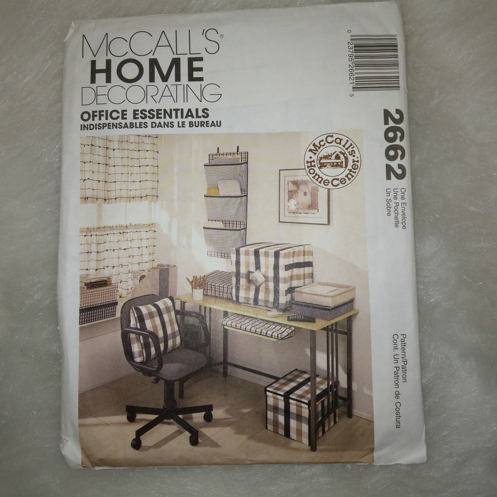MCCALL'S 2662 Office Essentials Including Support Pillow, Wall Irga new
